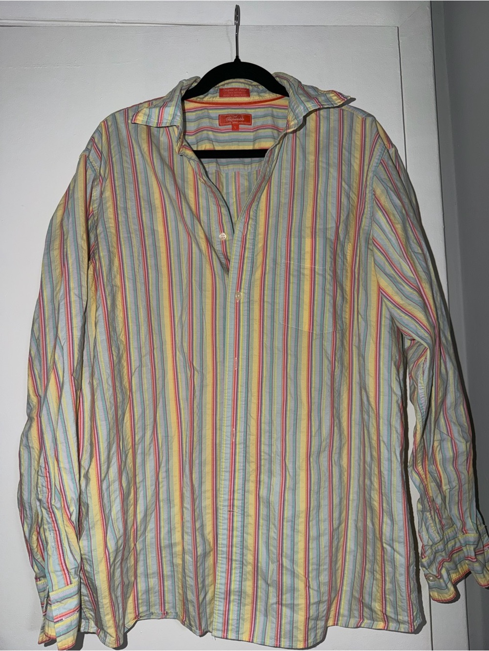 Men's Multicolor Stripe Casual Button-Up Shirt Jacket